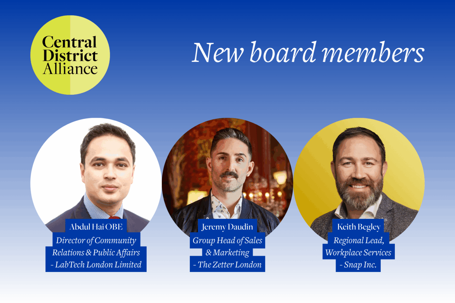 CDA welcomes three new board members - Central District Alliance